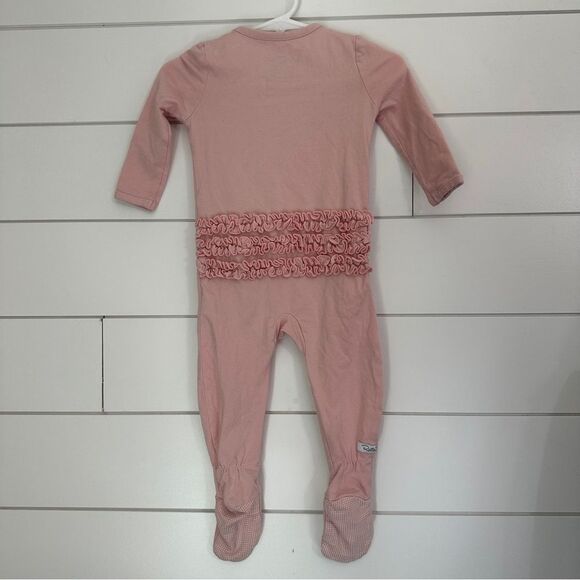 RuffleButts 6-12 months Girls Kids Footie Pajamas Pink Bodysuit Spring Easter - Picture 3 of 3